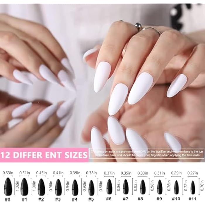 144pc Colored Stiletto False Nails Full Cover Soft Gel Acrylic Tips Pointy Fake Nail Artificial Fingernails Manicure Designs Decor for Women Girls Home Salon DIY. (12 COLOR-) - OVAL SHAPE- - Image 4